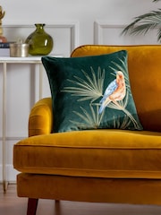 Paoletti Emerald Odisha Embroidered Polyester Filled Cushion - Image 1 of 5