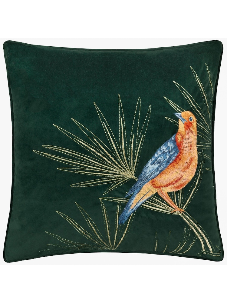 Paoletti Emerald Odisha Embroidered Polyester Filled Cushion - Image 2 of 5