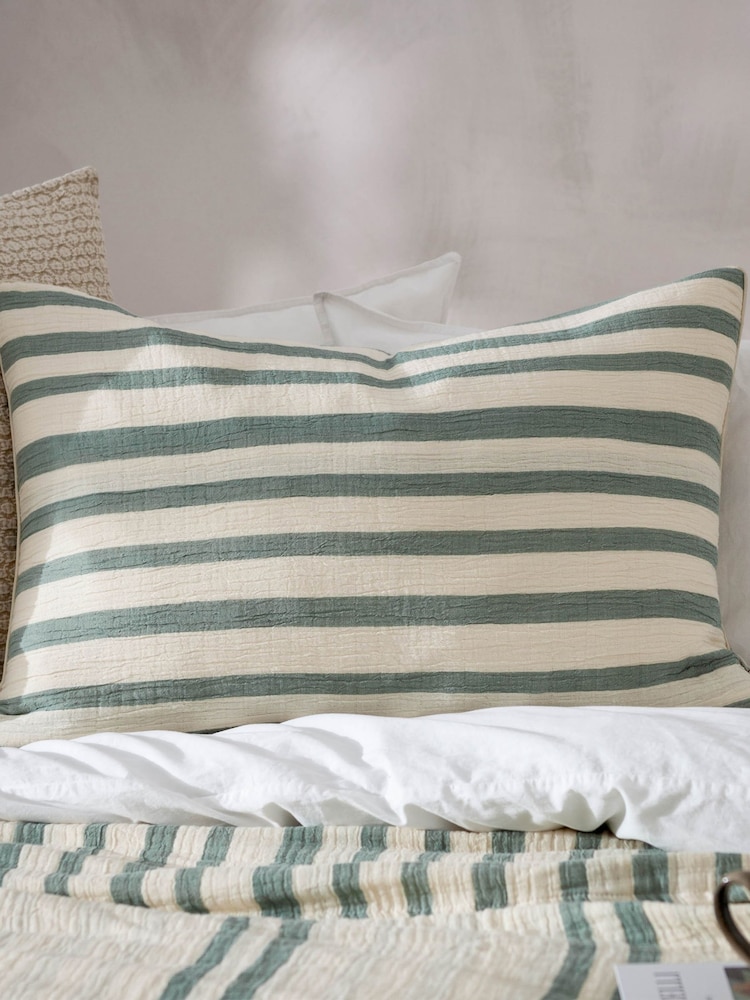 Yard Eucalyptus Woven Stripe Feather Rich Cushion - Image 1 of 5