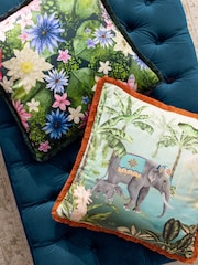 Paoletti Multicolour Odisha Scene Velvet Polyester Filled Cushion - Image 5 of 6