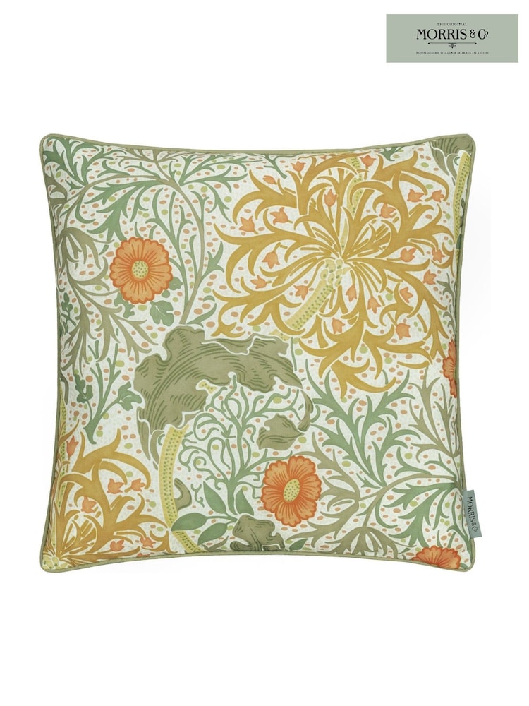 Morris & Co. Stone Strawberry Thief Piped Outdoor Cushion - Image 7 of 7