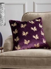 Paoletti Plum Guilded Palms Polyester Filled Cushion - Image 1 of 6
