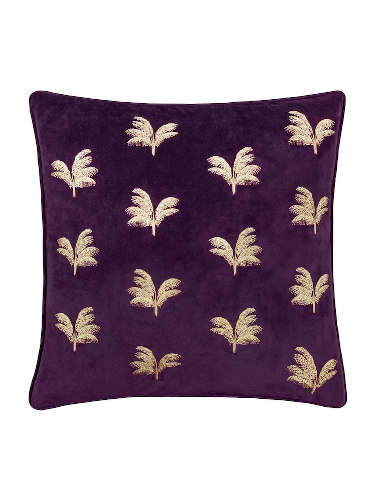 Paoletti Plum Guilded Palms Polyester Filled Cushion - Image 2 of 6