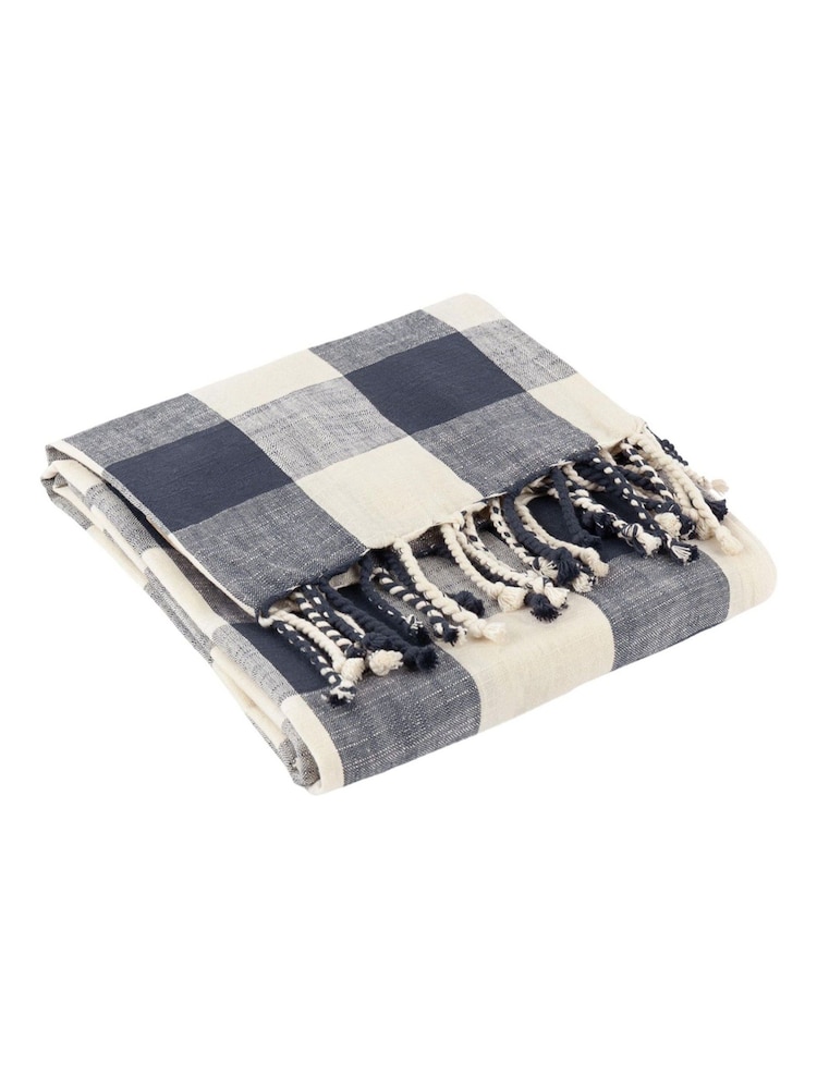 Yard Navy Chesil Gingham Check Throw - Image 3 of 5