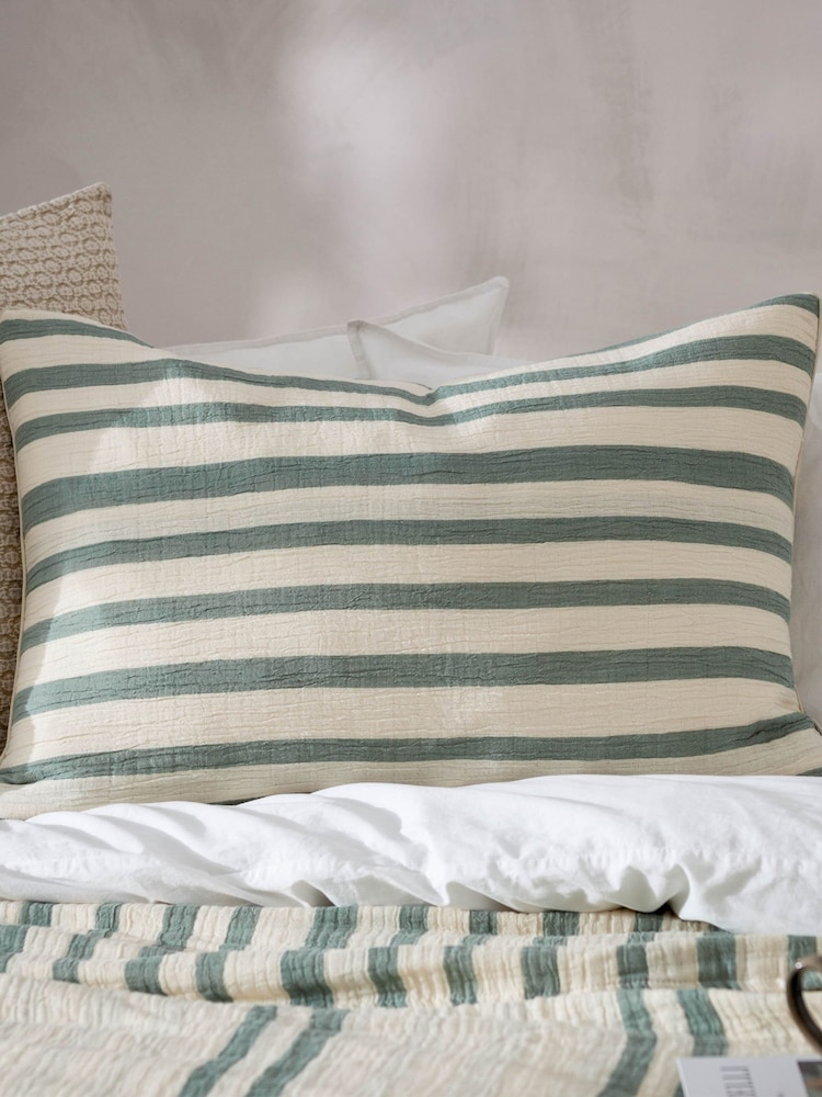 Yard Eucalyptus Woven Stripe Polyester Filled Cushion - Image 1 of 4