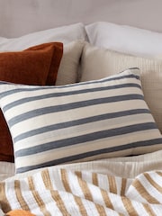 Yard Dusk Blue Woven Stripe Polyester Filled Cushion - Image 1 of 4