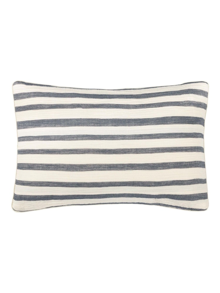 Yard Dusk Blue Woven Stripe Polyester Filled Cushion - Image 2 of 4