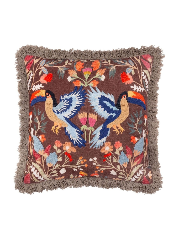 Wylder Multicolour Mirrored Toucan Polyester Filled Cushion - Image 2 of 6