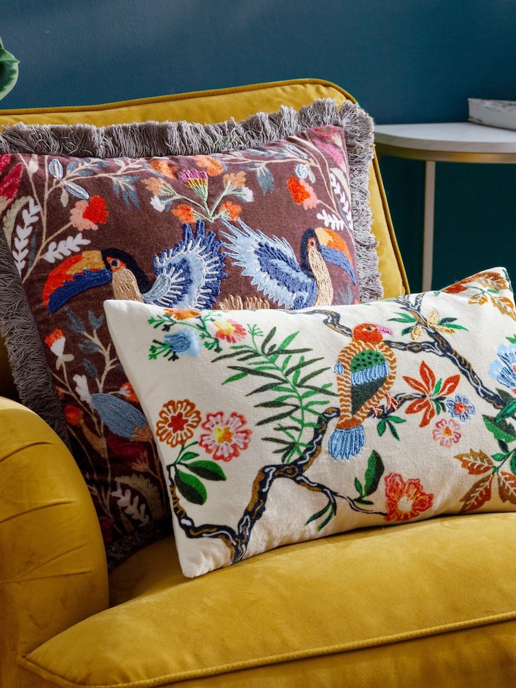 Wylder Multicolour Mirrored Toucan Polyester Filled Cushion - Image 6 of 6