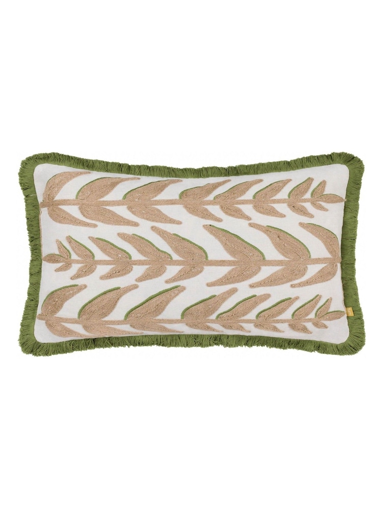 Furn Green Leaves Embroidered Cushion - Image 2 of 6