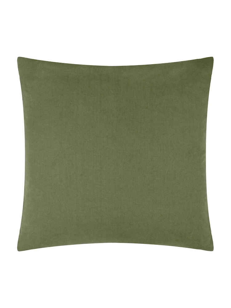 Yard Olive Tryfan Textured Cotton Polyester Filled Cushion - Image 2 of 4