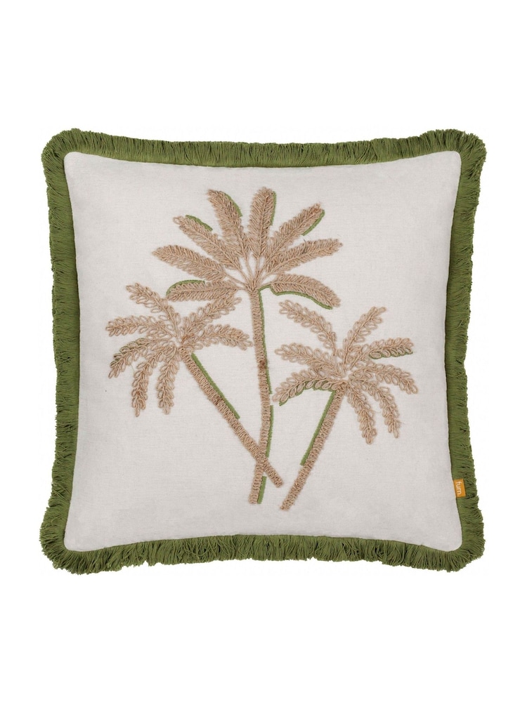 Furn Green Palm Embroidered Cushion - Image 2 of 7 Furn Green Palm Embroidered Cushion - Image 2 of 7