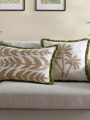 Furn Green Palm Embroidered Cushion - Image 7 of 7