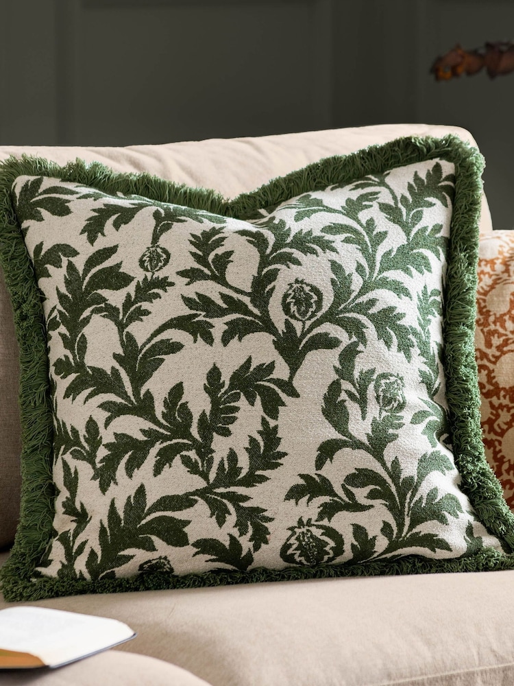 Seventy Three Green Hedera Jacquard Cushion - Image 1 of 6