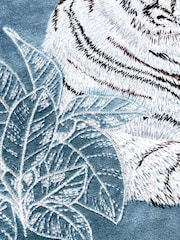 Paoletti Blue Odisha White Tiger Print Cushion - Image 5 of 5