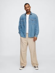Pantalones sueltos de lino y algodón con diseño plisado de los años 90 de Gap - Imagen 3 de 5