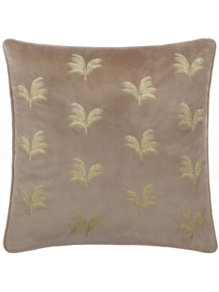 Paoletti Mink Guilded Palms Polyester Filled Cushion - Image 2 of 6
