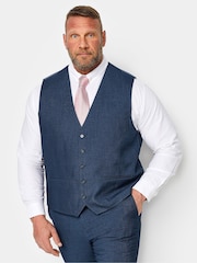 BadRhino Big & Tall Blue Textured Suit Waistcoat - Image 1 of 2