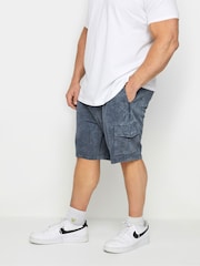 BadRhino Big & Tall Blue Acid Wash Cargo Shorts - Image 1 of 2
