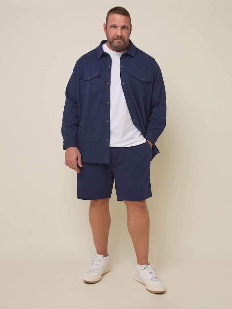 BadRhino Big & Tall Blue Textured Jersey Jogger Shorts - Image 1 of 3