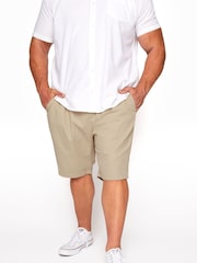Natural - BadRhino Big & Tall Stretch Elasticated Waist Chinos Shorts - Imagen 1 de 4