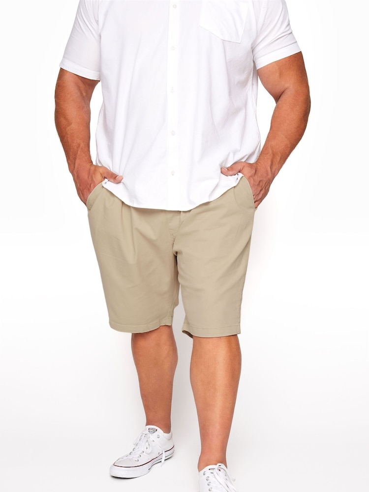 Natural - BadRhino Big & Tall Stretch Elasticated Waist Chinos Shorts - Imagen 1 de 4