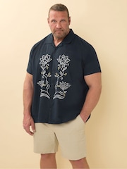 BadRhino Big & Tall Blue Embroidered 100% Cotton Shirt - Image 1 of 6