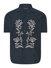 BadRhino Big & Tall Blue Embroidered 100% Cotton Shirt - Image 5 of 6