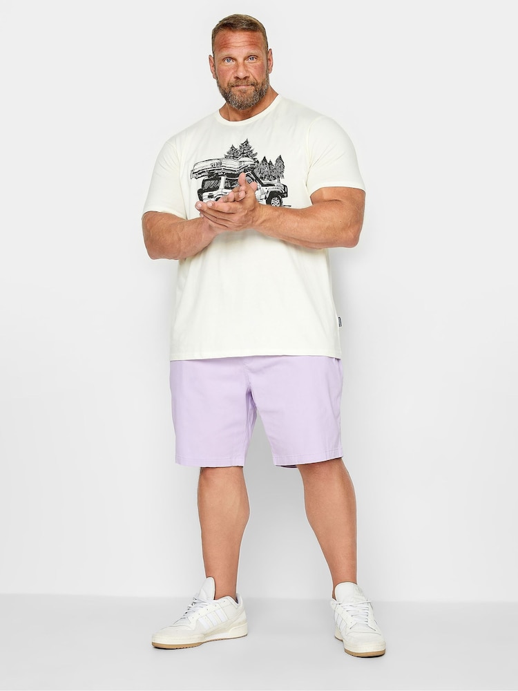 Morado - BadRhino Big & Tall Stretch Elasticated Waist Chinos Shorts - Imagen 1 de 2