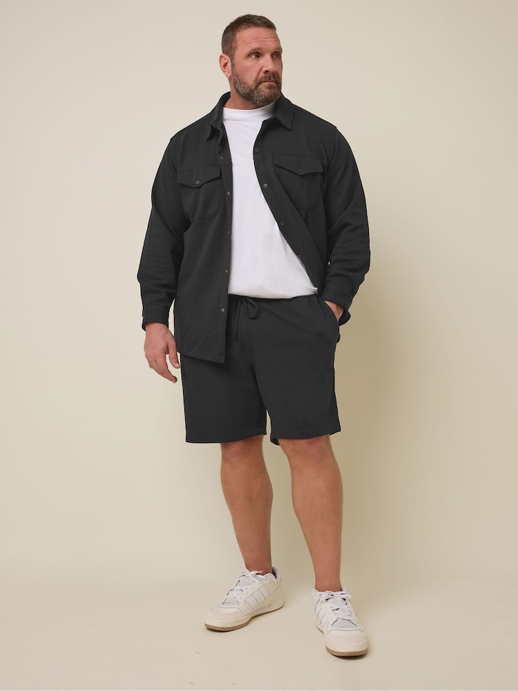 BadRhino Big & Tall Black Textured Jersey Jogger Shorts - Image 2 of 6