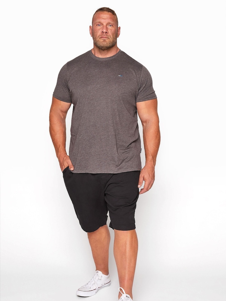 Negro - BadRhino Big & Tall Stretch Elasticated Waist Chinos Shorts - Imagen 1 de 4