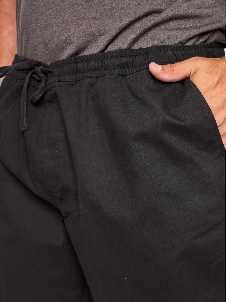 Negro - BadRhino Big & Tall Stretch Elasticated Waist Chinos Shorts - Imagen 2 de 4
