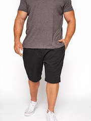 Negro - BadRhino Big & Tall Stretch Elasticated Waist Chinos Shorts - Imagen 3 de 4