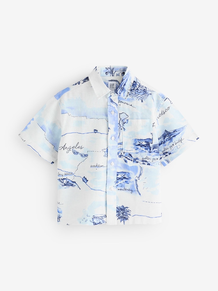 Gap White Linen Cotton Relaxed Shirt (4-13yrs) - Image 2 of 4
