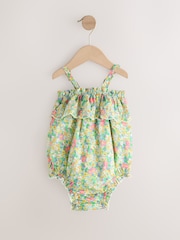 Gap Green Floral Cotton Sleeveless Bodysuit and Head Bow Set (Newborn-24mths) - Image 2 of 4