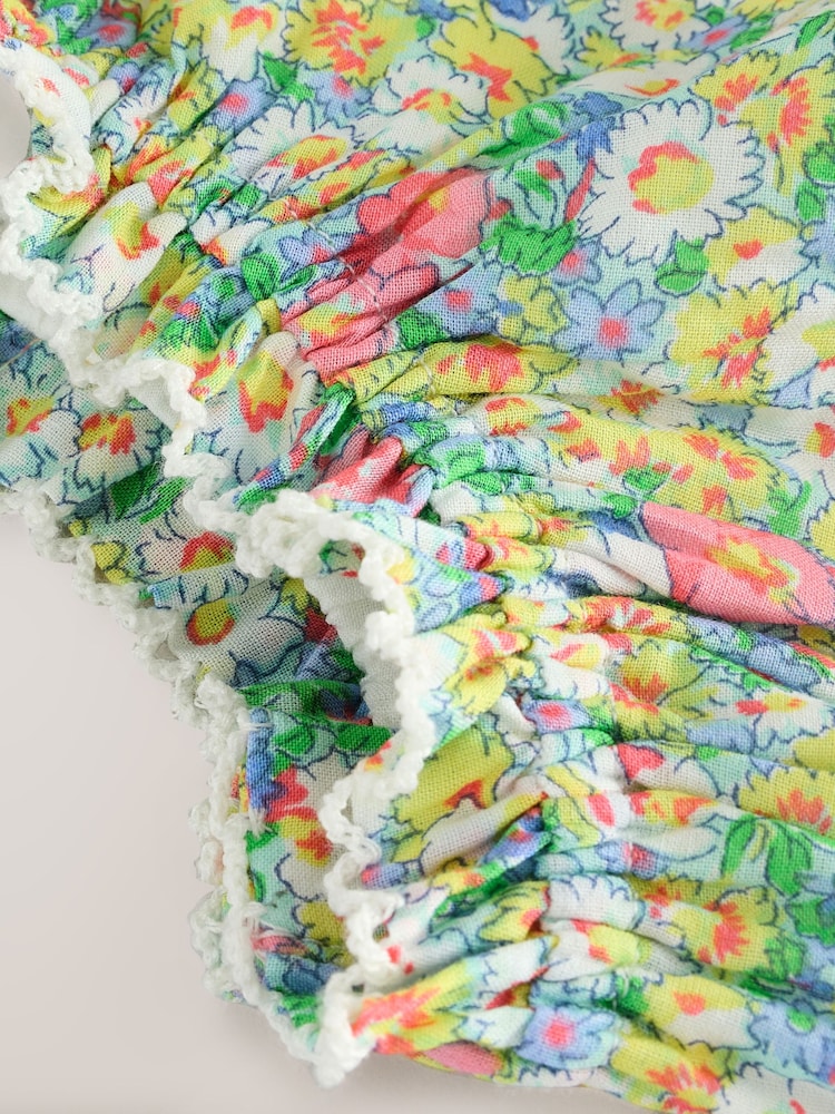 Gap Green Floral Cotton Sleeveless Bodysuit and Head Bow Set (Newborn-24mths) - Image 4 of 4
