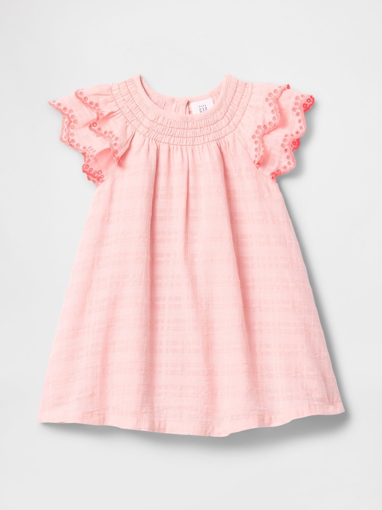 Gap Pink Flutter-Sleeve Cotton Dress (Newborn-24mths) - Image 1 of 3
