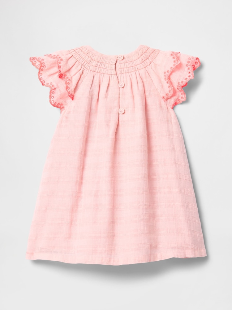 Gap Pink Flutter-Sleeve Cotton Dress (Newborn-24mths) - Image 2 of 3