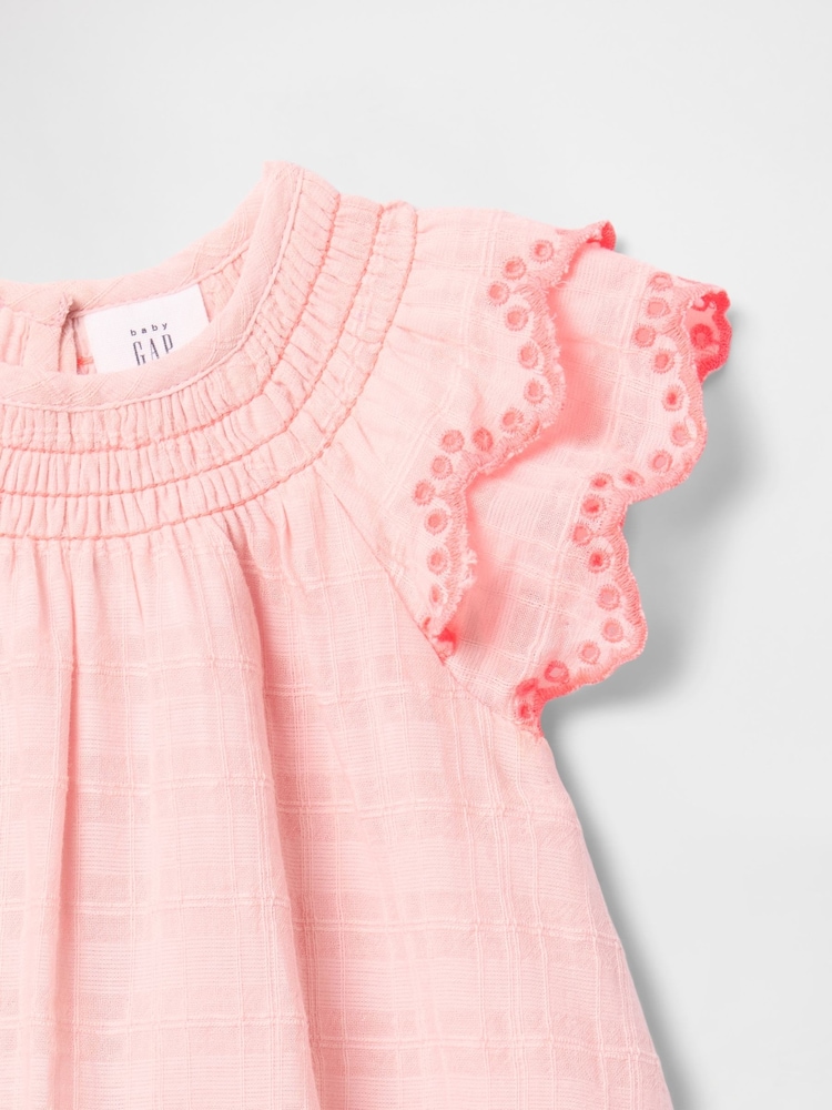 Gap Pink Flutter-Sleeve Cotton Dress (Newborn-24mths) - Image 3 of 3 Gap Pink Flutter-Sleeve Cotton Dress (Newborn-24mths) - Image 3 of 3
