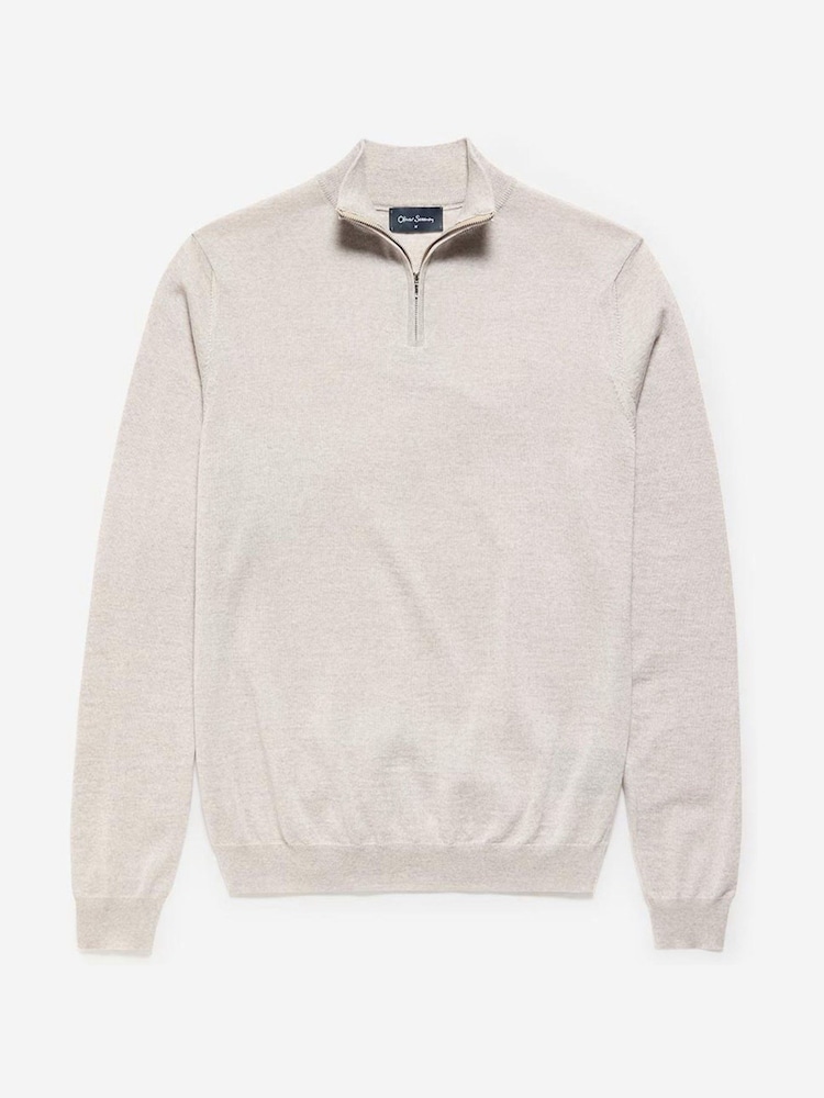 Oliver Sweeney Merino Wool Quarter Zip Jumper - Image 4 of 4