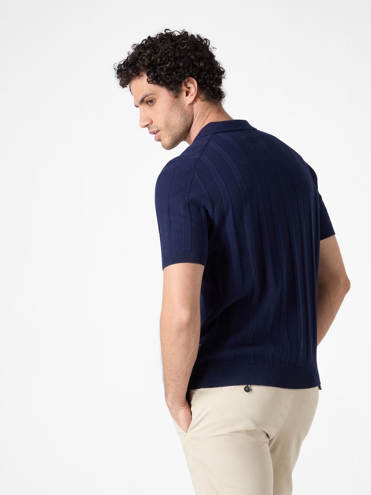 Oliver Sweeney 100% Cotton Knitted Buttonless Polo Shirt - Image 2 of 4
