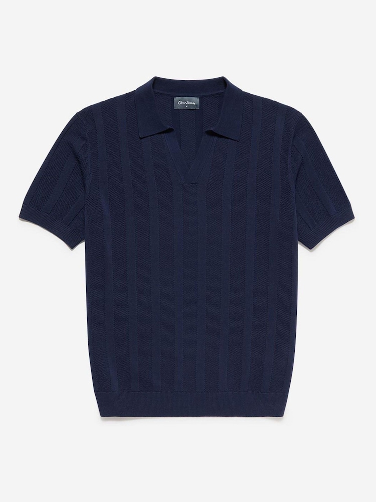 Oliver Sweeney 100% Cotton Knitted Buttonless Polo Shirt - Image 4 of 4