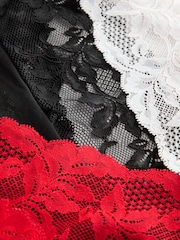 Black/Red/Cream Lace Knickers 3 Pack - Image 10 of 10