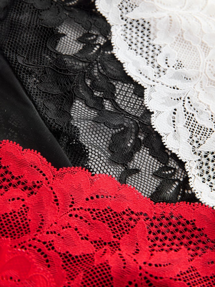 Black/Red/Cream Lace Knickers 3 Pack - Image 10 of 10