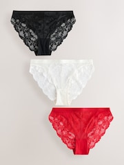 Black/Red/Cream Lace Knickers 3 Pack - Image 5 of 10