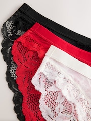 Black/Red/Cream Lace Knickers 3 Pack - Image 9 of 10