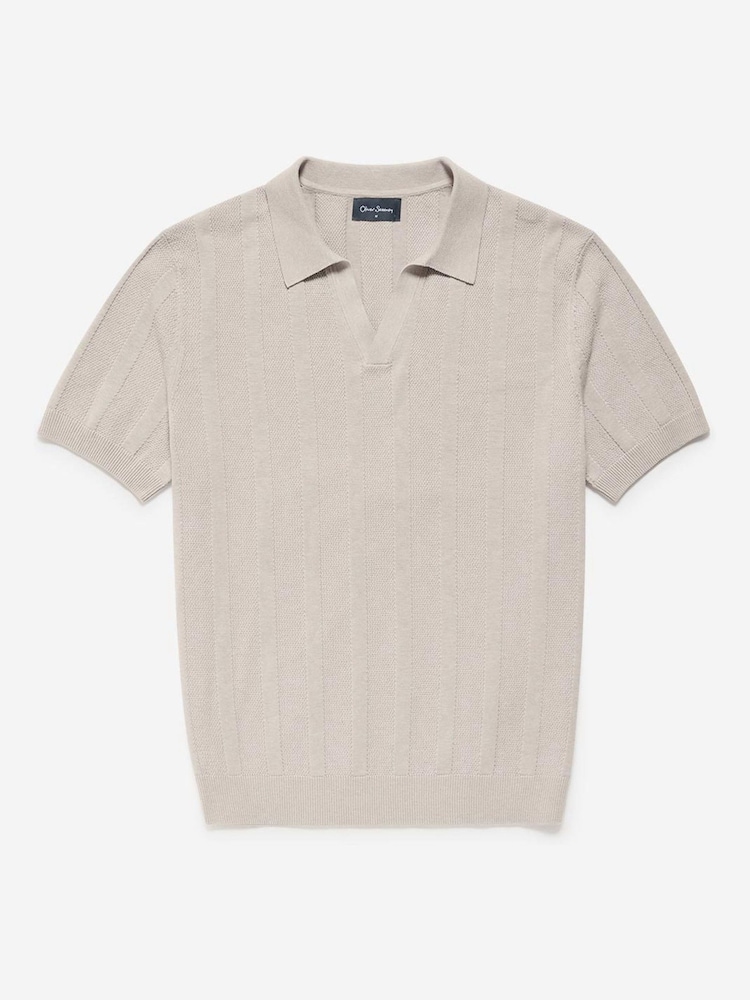 Oliver Sweeney 100% Cotton Knitted Buttonless Polo Shirt - Image 4 of 4