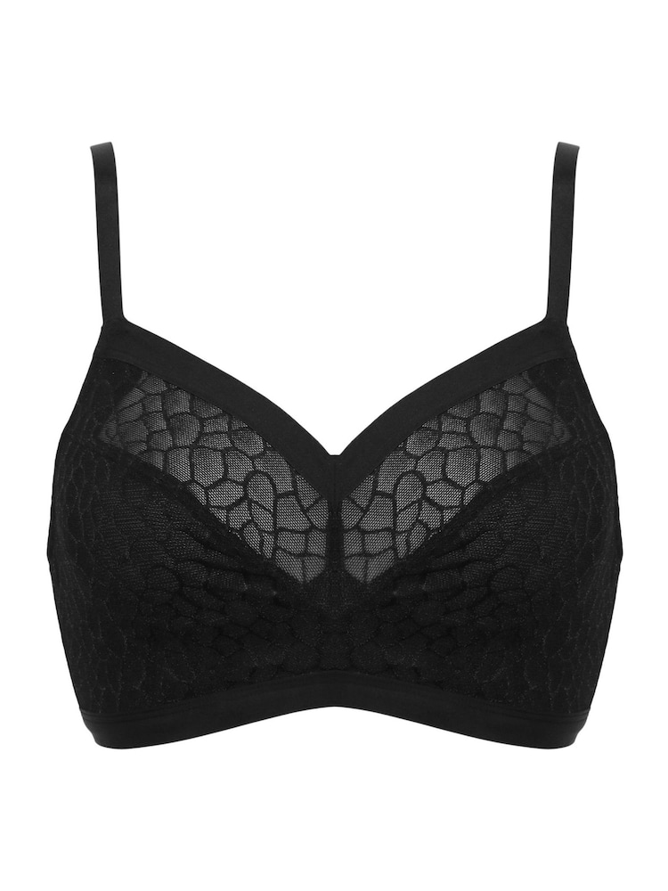 Zwart - Pour Moi Geo Sculpt Fuller Bust Non Wired Bralette - Image 3 of 4