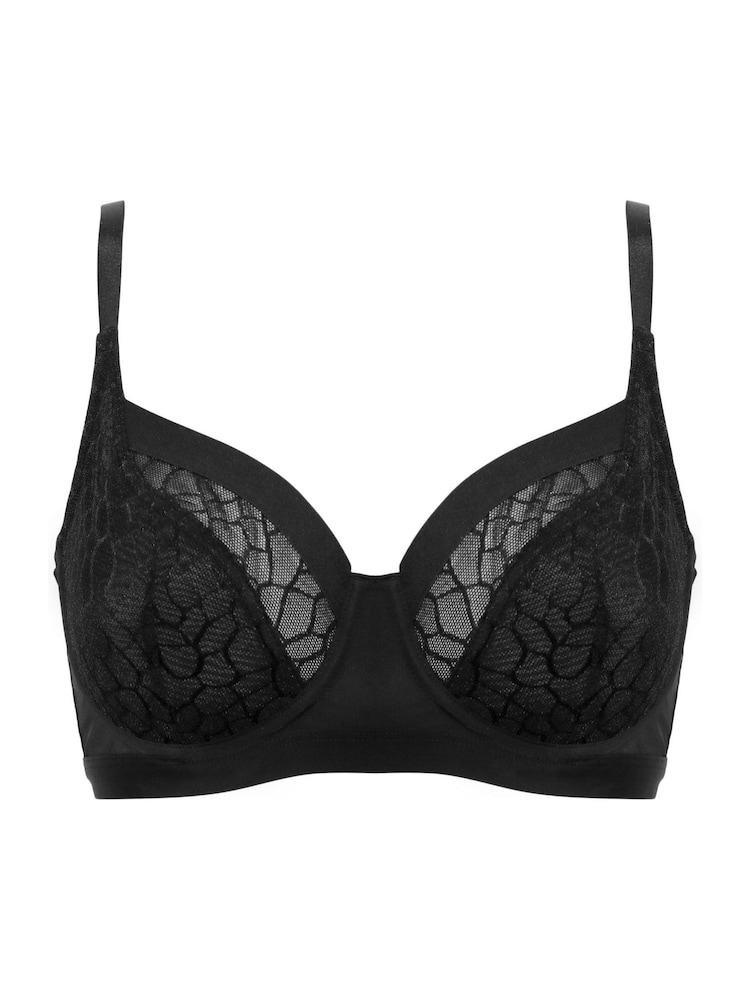 Zwart - Pour Moi Geo Sculpt Non Padded Underwired Bras - Image 3 of 4