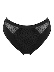 Pour Moi Black Geo Sculpt High Leg Midi Knickers - Image 3 of 4